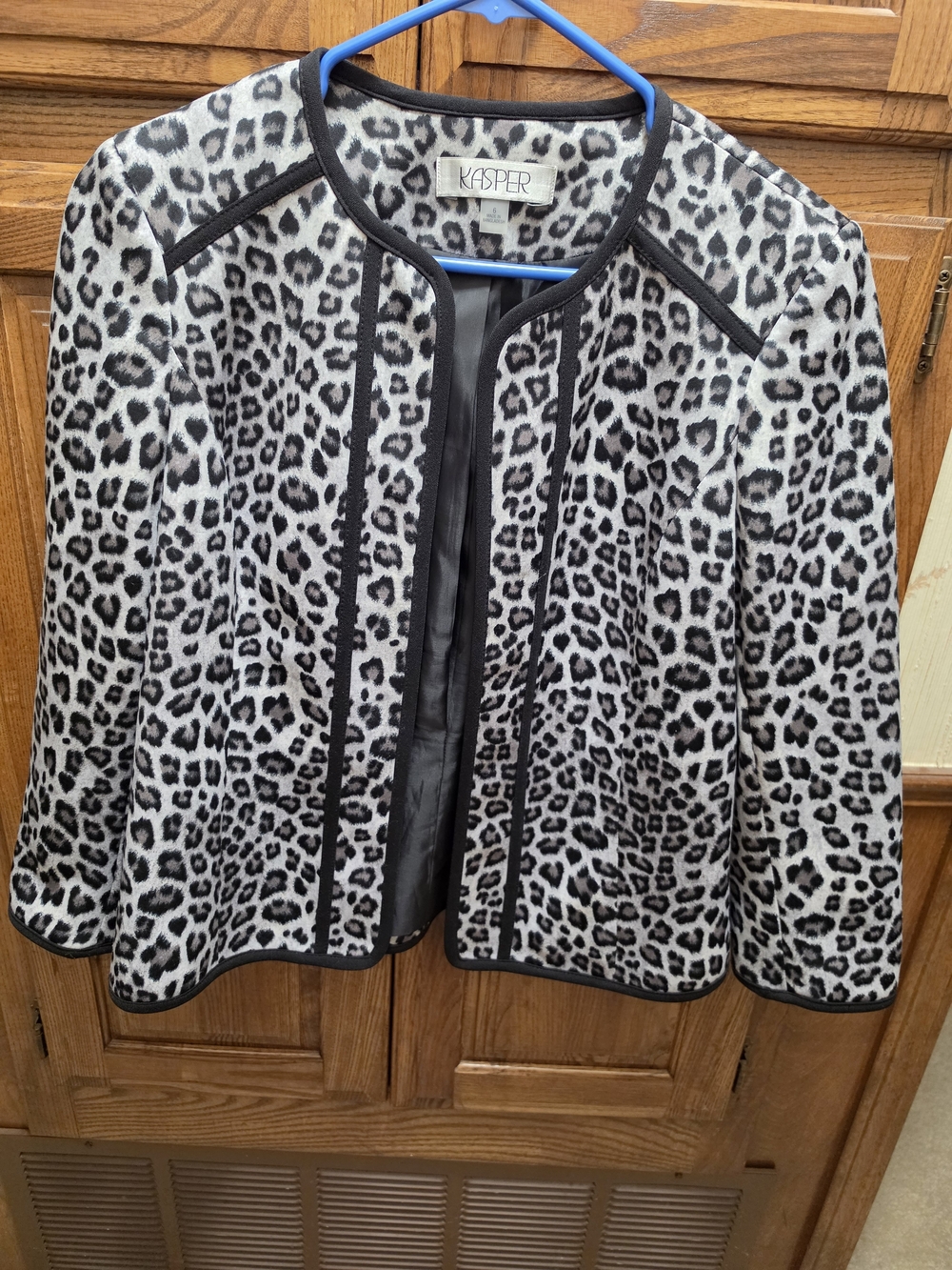 Kasper Women's Black & White Leopard Print Jacket